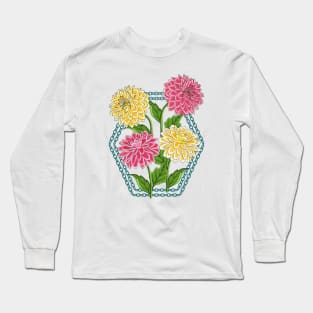 Dahlia Flowers Art Long Sleeve T-Shirt